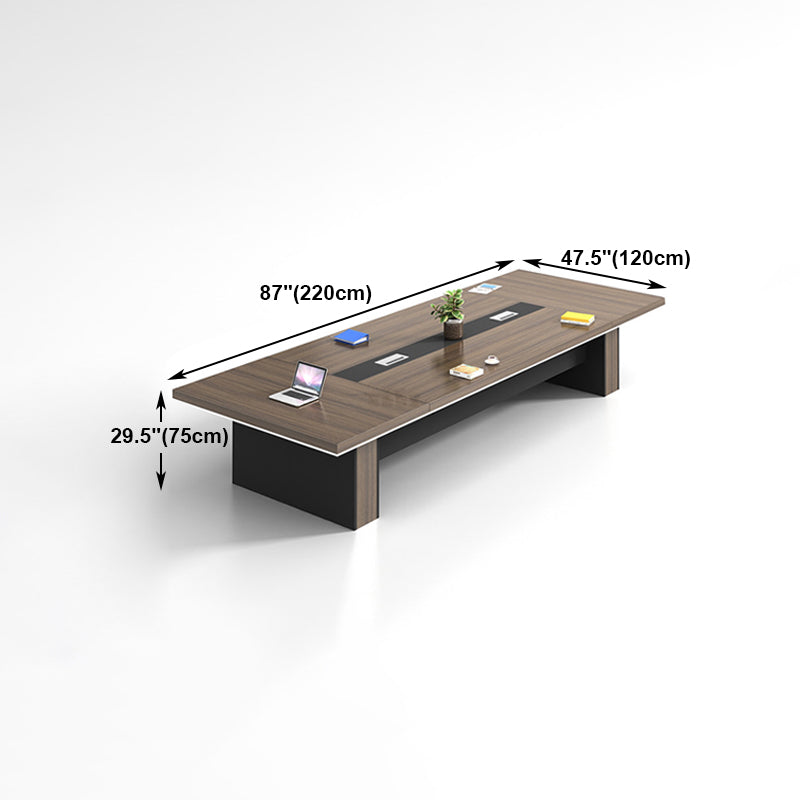 Wooden Rectangular Writing Desk Industrial Cable Management Office Desk