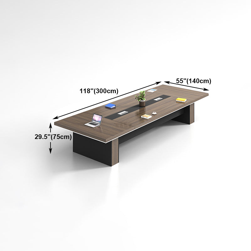 Wooden Rectangular Writing Desk Industrial Cable Management Office Desk