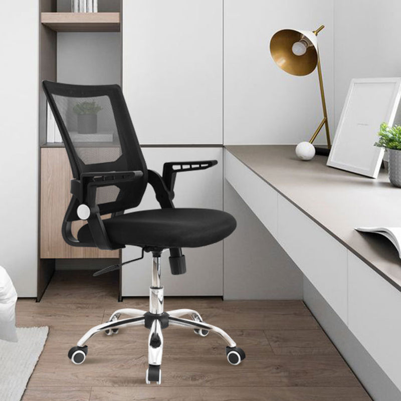 Modern Black Plastic Desk Chair with Mid Back Home Office Chair