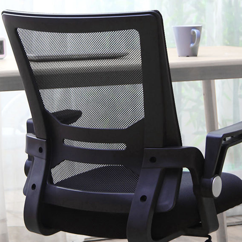 Modern Black Plastic Desk Chair with Mid Back Home Office Chair