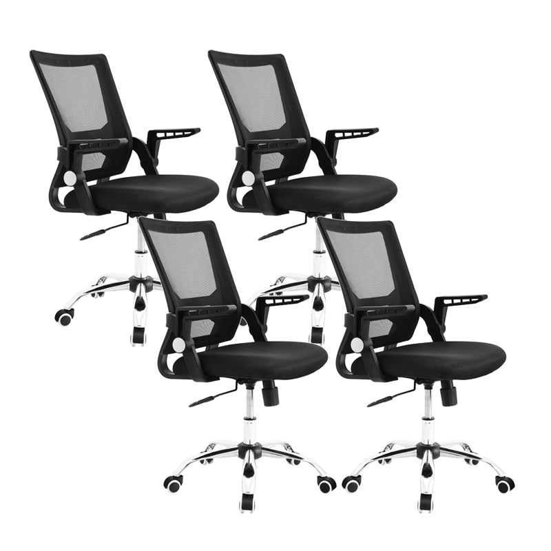 Modern Black Plastic Desk Chair with Mid Back Home Office Chair