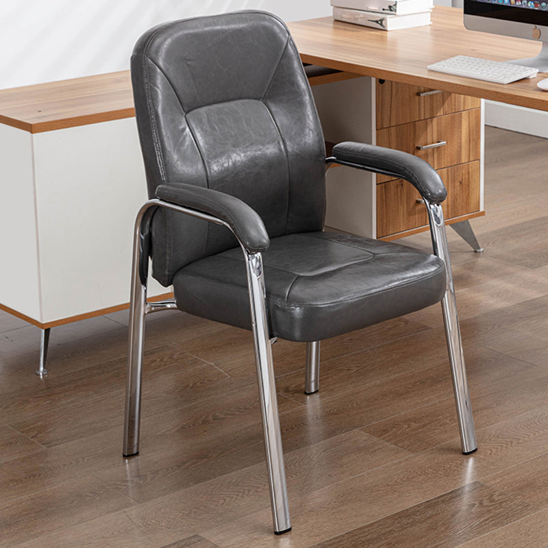 Chrome Frame Modern Desk Chair with Arms Faux Leather Task Chair with Metal Legs