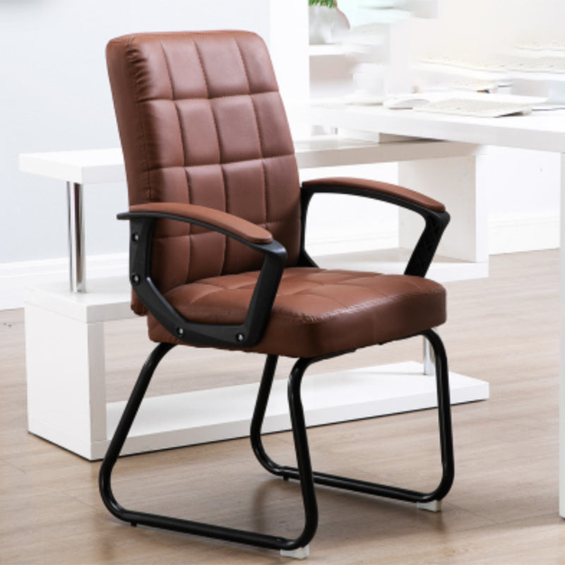 Chrome Frame Modern Desk Chair with Arms Faux Leather Task Chair with Metal Legs