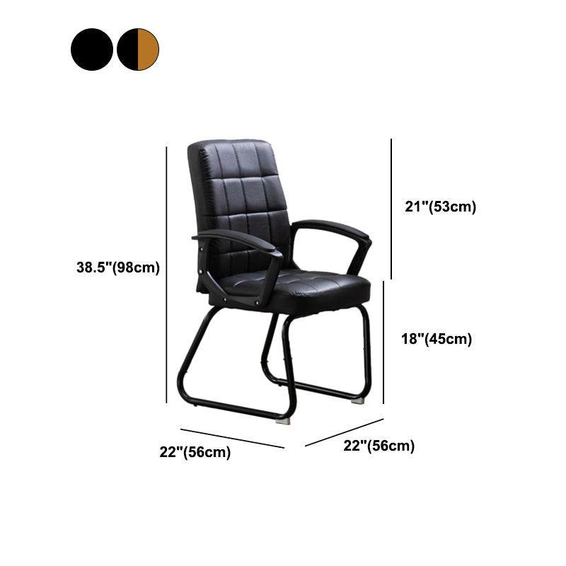 Chrome Frame Modern Desk Chair with Arms Faux Leather Task Chair with Metal Legs