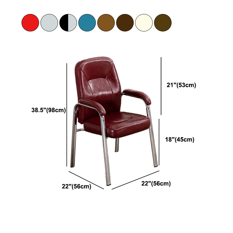 Chrome Frame Modern Desk Chair with Arms Faux Leather Task Chair with Metal Legs