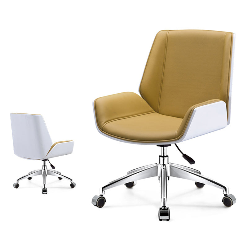 Modern Middle Back Chair Ergonomic Adjustable Seat Height Leather Chair