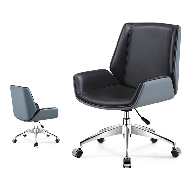 Modern Middle Back Chair Ergonomic Adjustable Seat Height Leather Chair