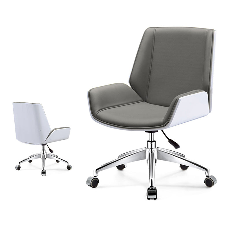 Modern Middle Back Chair Ergonomic Adjustable Seat Height Leather Chair