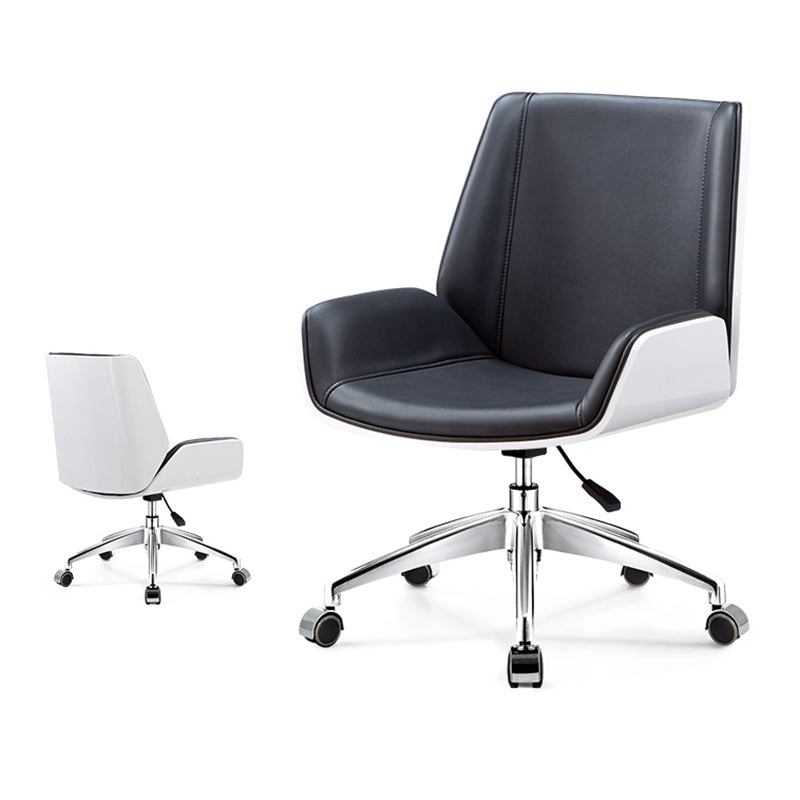 Modern Middle Back Chair Ergonomic Adjustable Seat Height Leather Chair