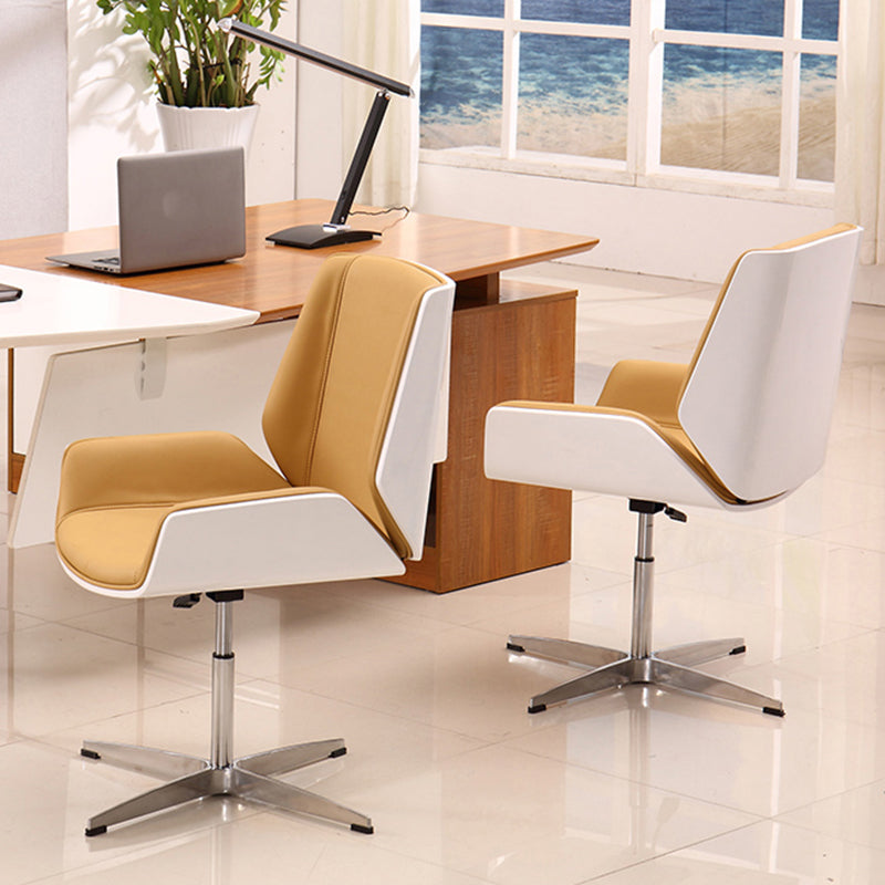 Modern Middle Back Chair Ergonomic Adjustable Seat Height Leather Chair