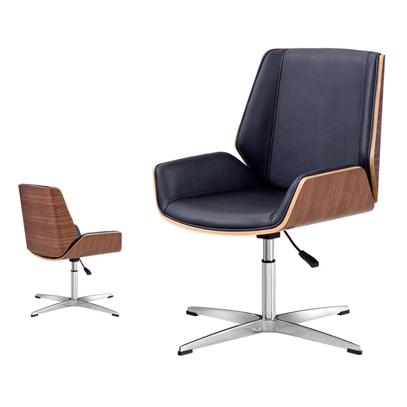 Modern Middle Back Chair Ergonomic Adjustable Seat Height Leather Chair