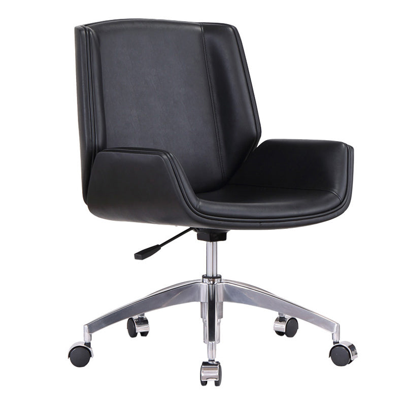 Contemporary Faux Leather Conference Chair Armless Mid Back Office Chair