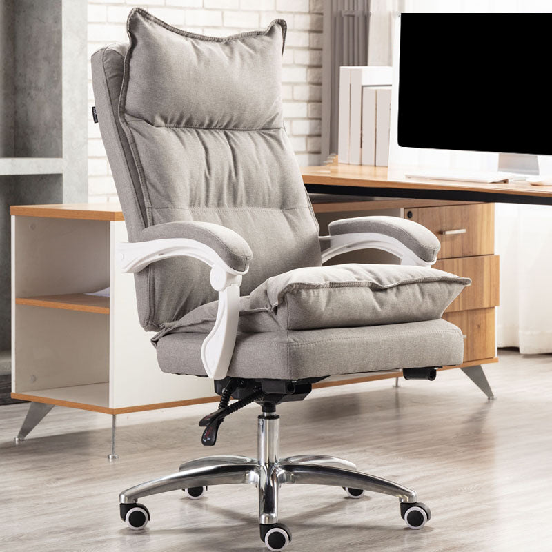 Metal Base Modern Office Chair with Wheels Executive Ergonomic Task Chair with Padded Arms