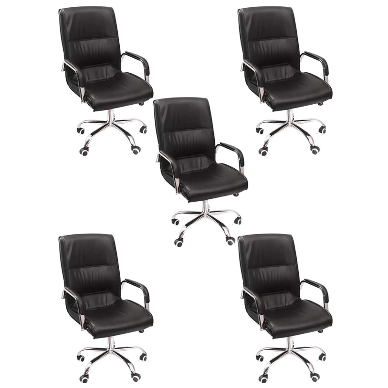 Middle/High Back Ergonomic Task Chair Fixed Arms Leather Desk Chair