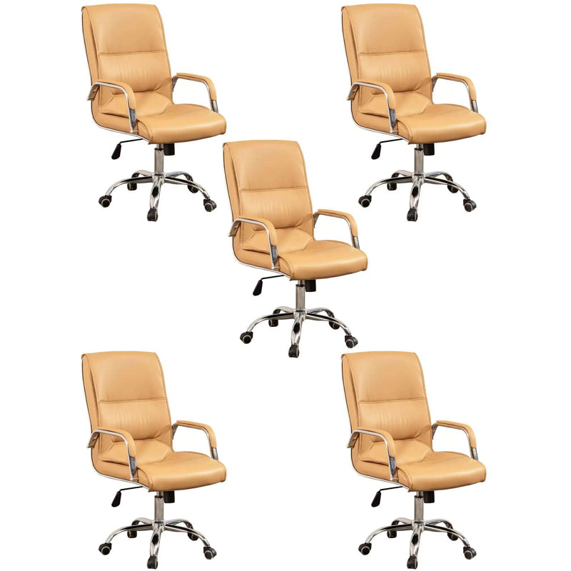 Middle/High Back Ergonomic Task Chair Fixed Arms Leather Desk Chair