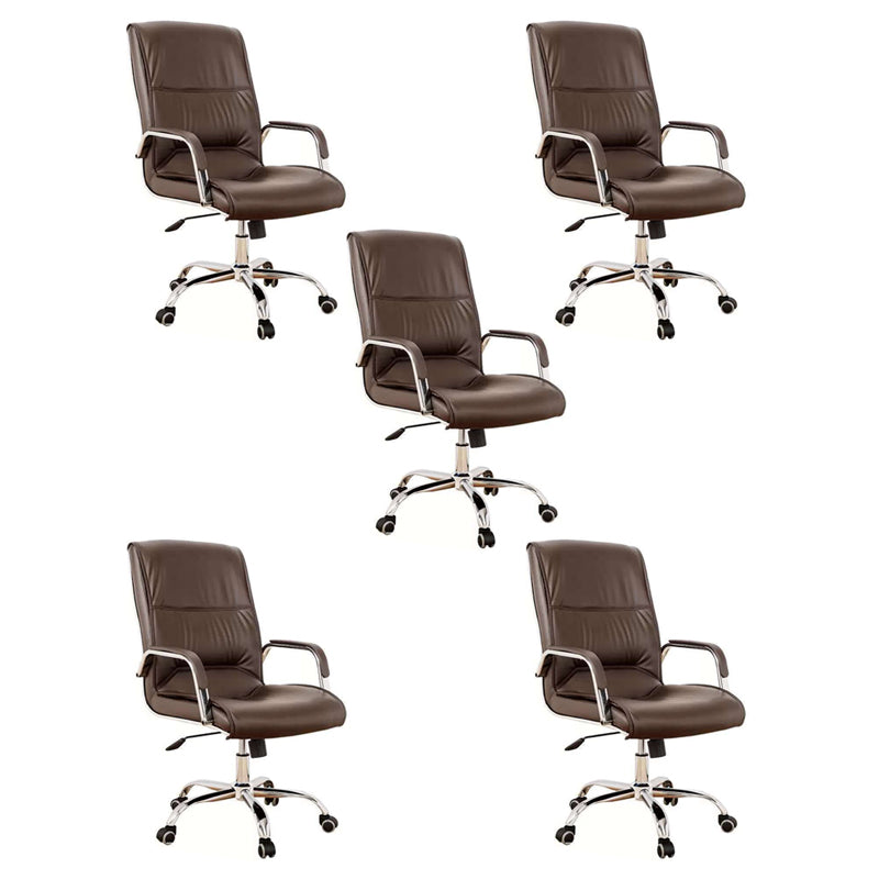 Middle/High Back Ergonomic Task Chair Fixed Arms Leather Desk Chair