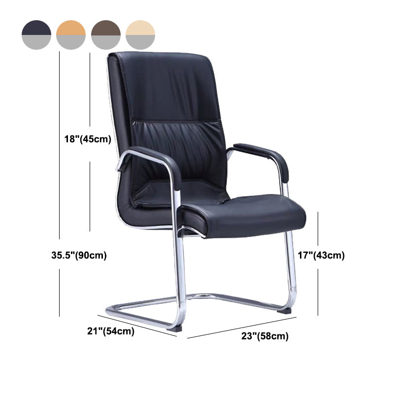 Middle/High Back Ergonomic Task Chair Fixed Arms Leather Desk Chair