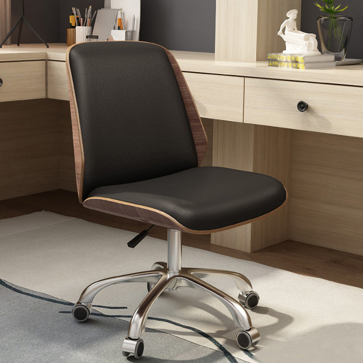 Faux Leather Task Chair Modern Adjustable Swivel Armless Office Chair