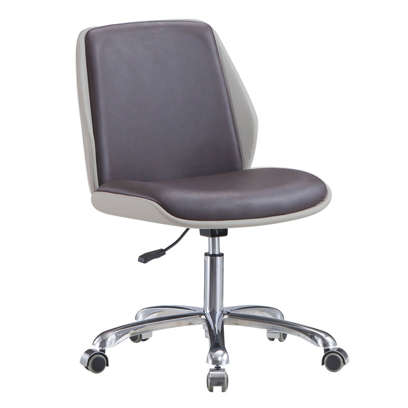 Faux Leather Task Chair Modern Adjustable Swivel Armless Office Chair