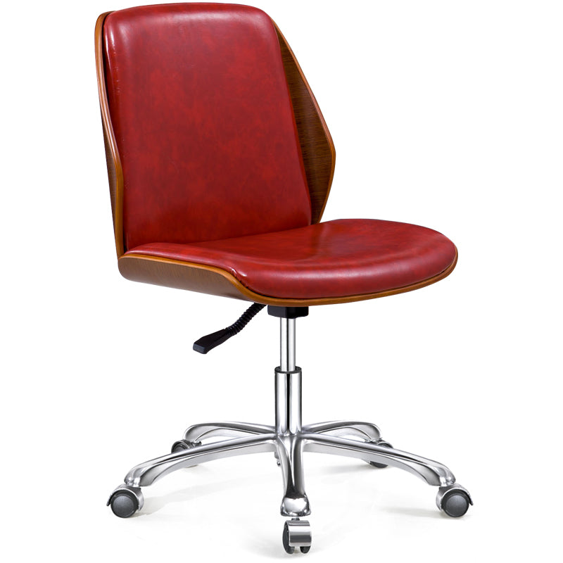 Faux Leather Task Chair Modern Adjustable Swivel Armless Office Chair