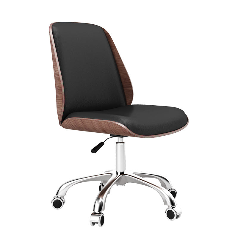 Faux Leather Task Chair Modern Adjustable Swivel Armless Office Chair