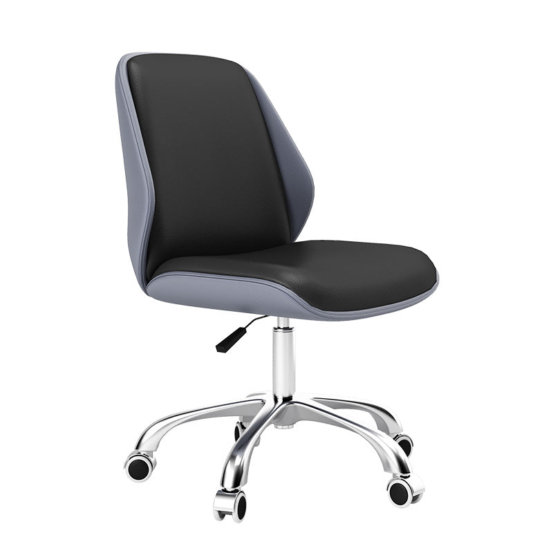 Faux Leather Task Chair Modern Adjustable Swivel Armless Office Chair