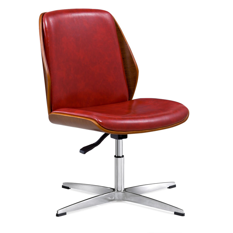 Faux Leather Task Chair Modern Adjustable Swivel Armless Office Chair