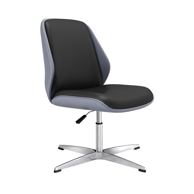 Faux Leather Task Chair Modern Adjustable Swivel Armless Office Chair