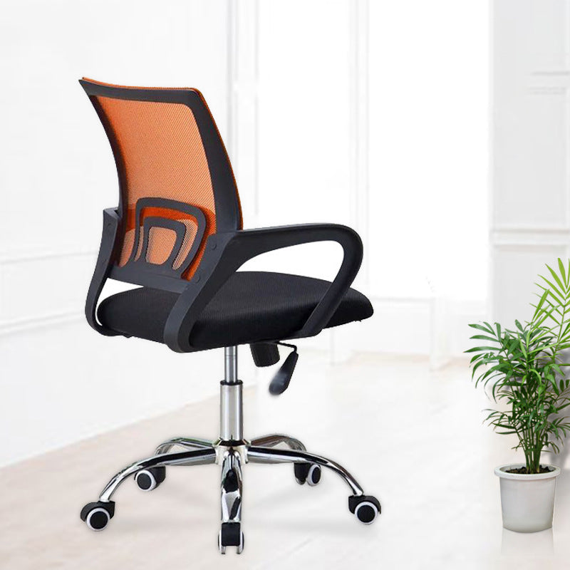 Mid-back Office Chair with Sponge Cushion Fixed Arm Metal Leg Desk Chair