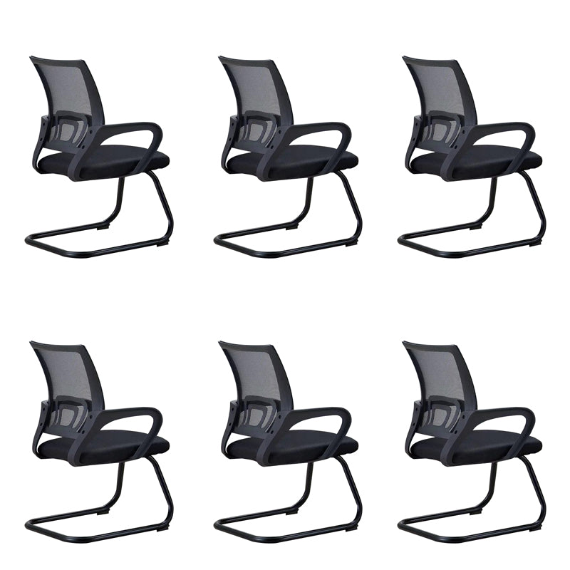 Mid-back Office Chair with Sponge Cushion Fixed Arm Metal Leg Desk Chair