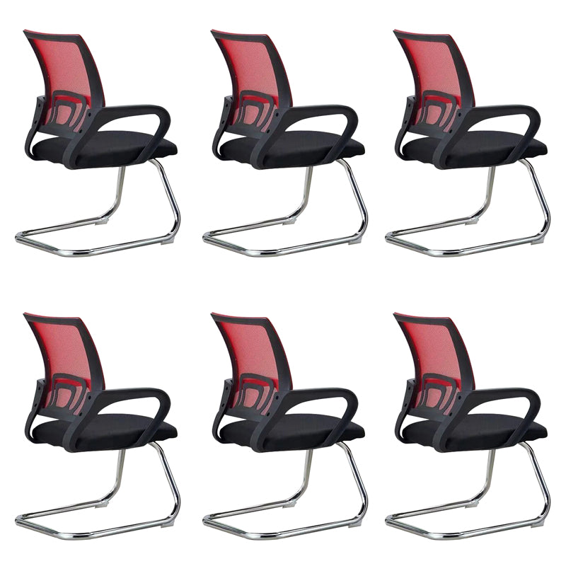 Mid-back Office Chair with Sponge Cushion Fixed Arm Metal Leg Desk Chair