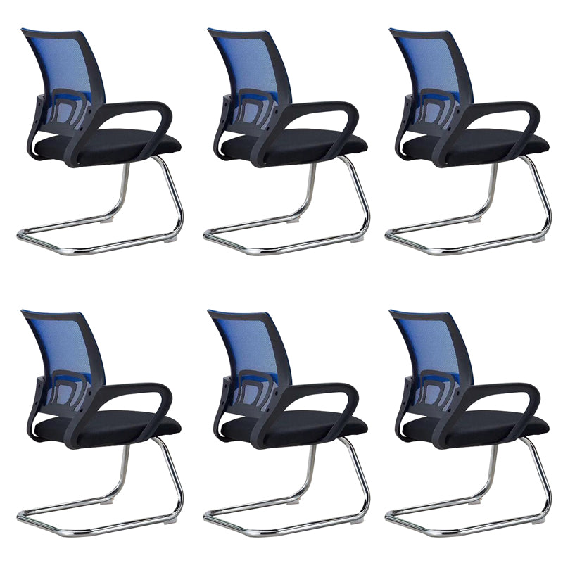 Mid-back Office Chair with Sponge Cushion Fixed Arm Metal Leg Desk Chair