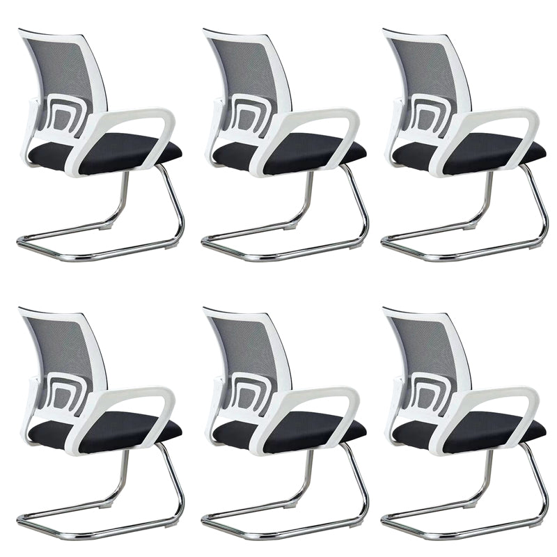 Mid-back Office Chair with Sponge Cushion Fixed Arm Metal Leg Desk Chair