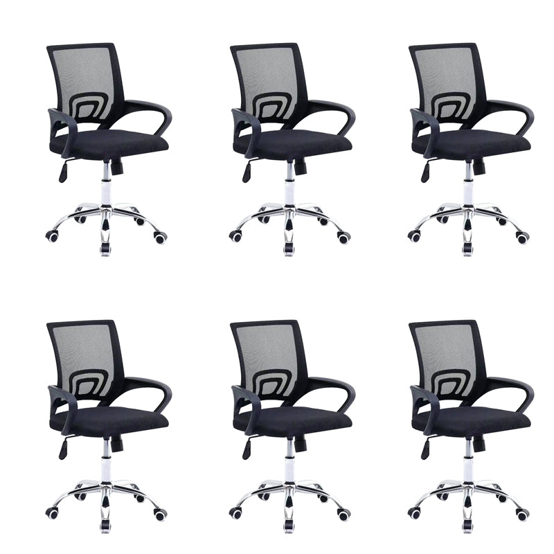 Mid-back Office Chair with Sponge Cushion Fixed Arm Metal Leg Desk Chair