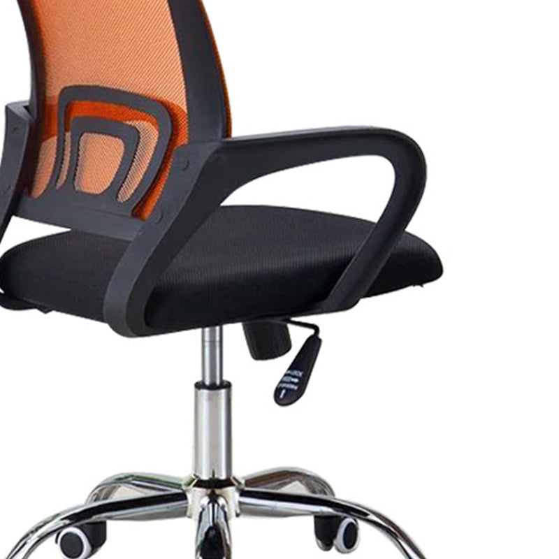 Mid-back Office Chair with Sponge Cushion Fixed Arm Metal Leg Desk Chair