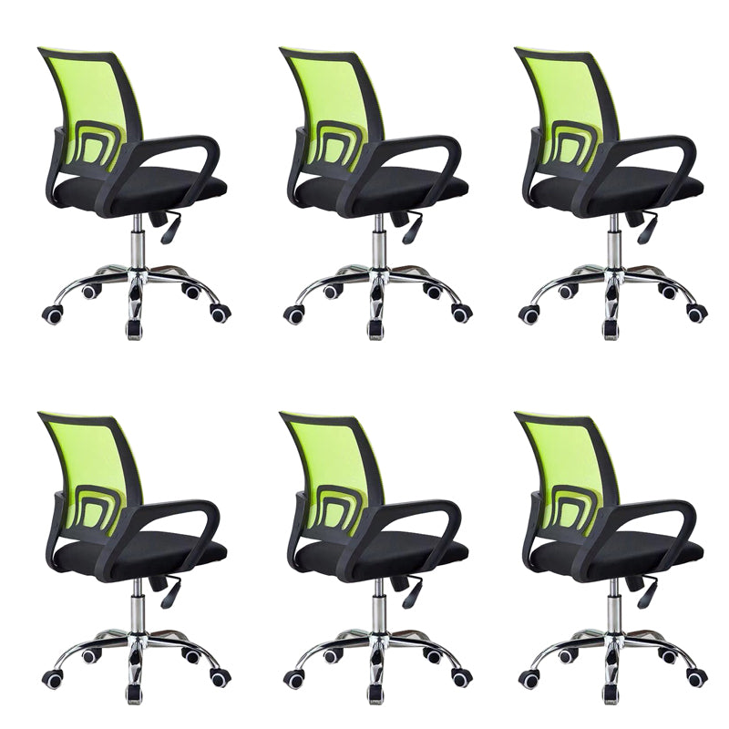 Mid-back Office Chair with Sponge Cushion Fixed Arm Metal Leg Desk Chair