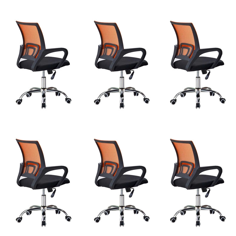 Mid-back Office Chair with Sponge Cushion Fixed Arm Metal Leg Desk Chair