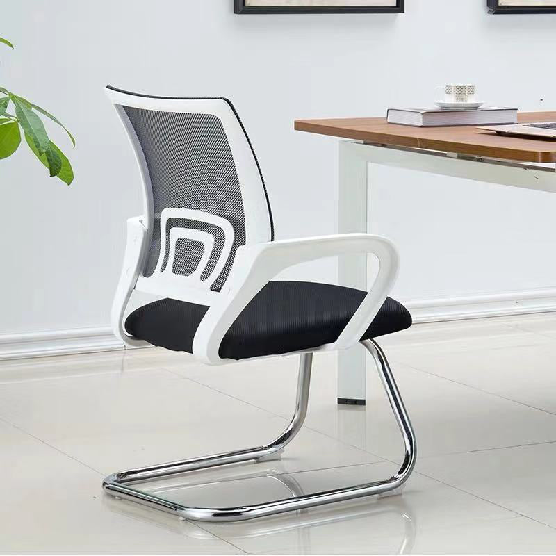 Mid-back Office Chair with Sponge Cushion Fixed Arm Metal Leg Desk Chair