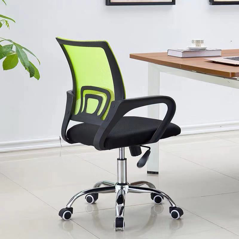 Mid-back Office Chair with Sponge Cushion Fixed Arm Metal Leg Desk Chair