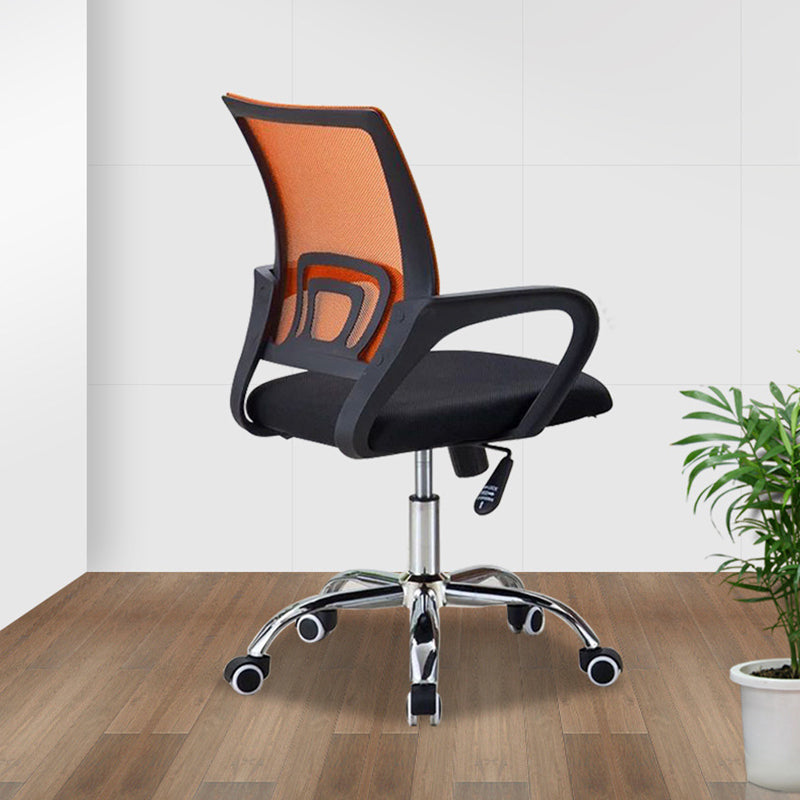 Mid-back Office Chair with Sponge Cushion Fixed Arm Metal Leg Desk Chair