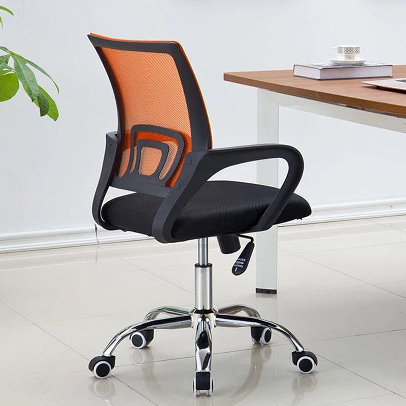 Mid-back Office Chair with Sponge Cushion Fixed Arm Metal Leg Desk Chair