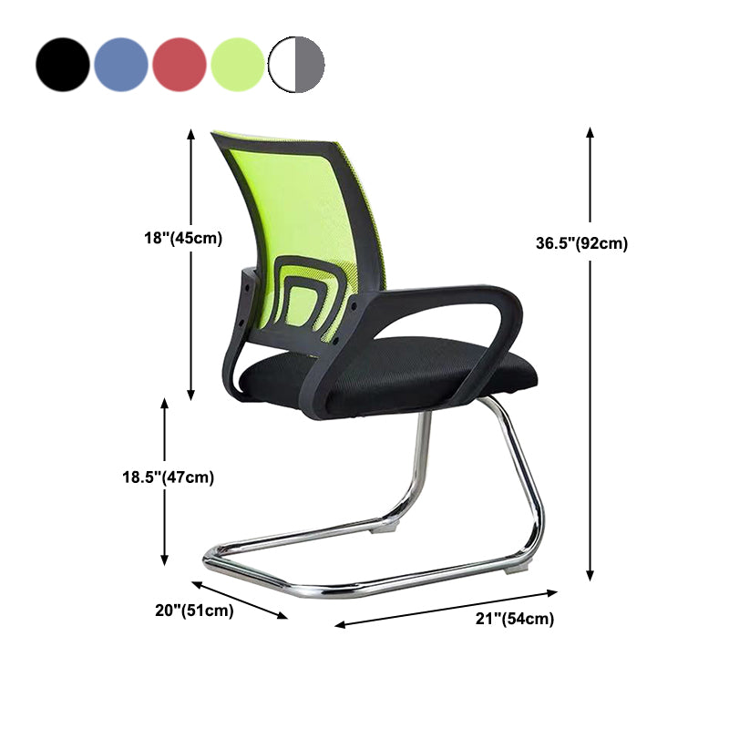 Mid-back Office Chair with Sponge Cushion Fixed Arm Metal Leg Desk Chair