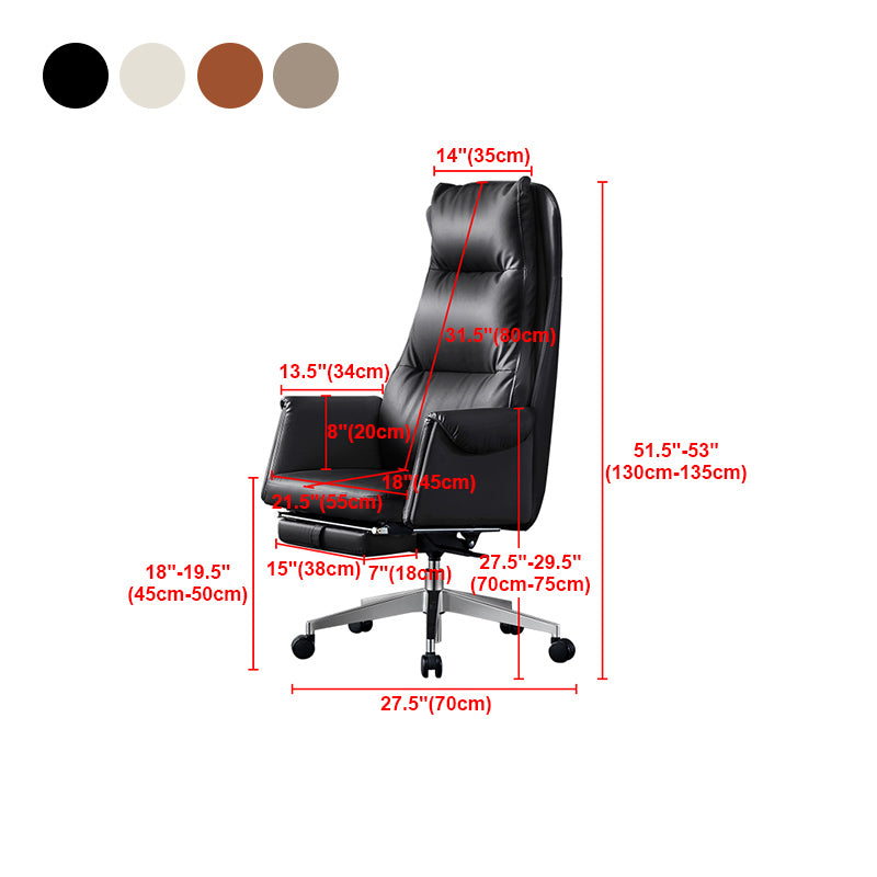 Modern Leather Executive Chair Adjustable Swivel Office Chair with Footrest