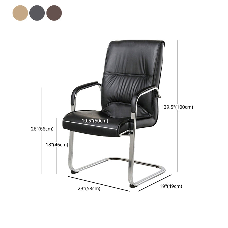 Modern Espresso Leather Desk Chair with Mid Back Home Office Chair in Black and Beige