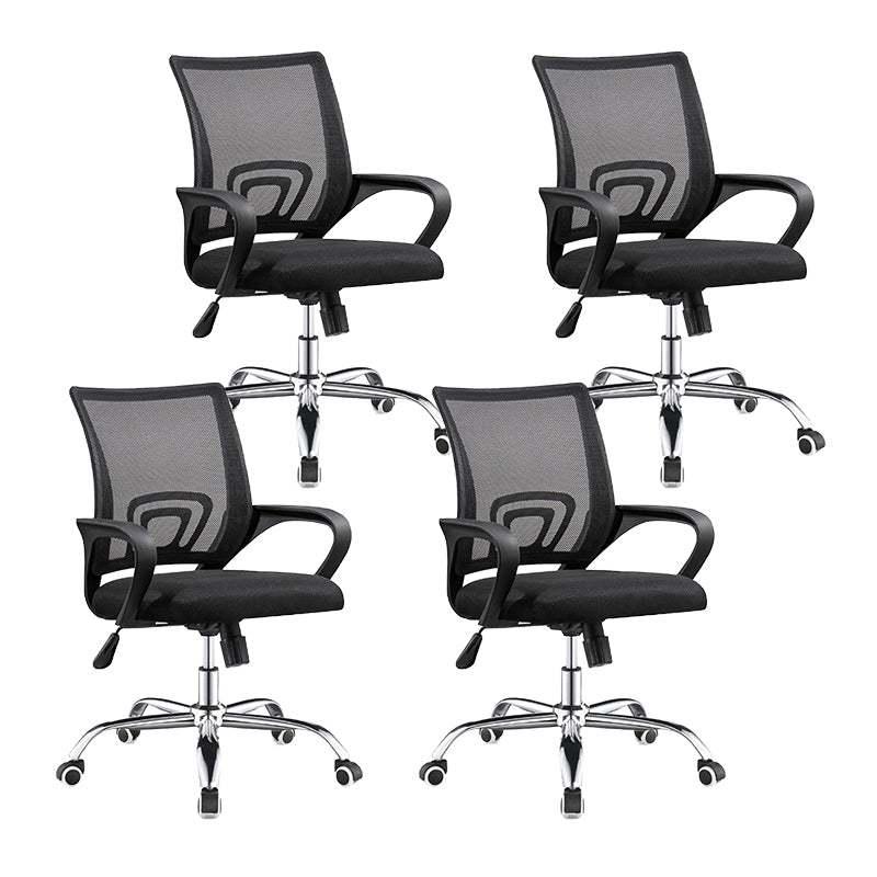 Modern Steel Desk Chair Mid Back Home Office Chair with Wheels