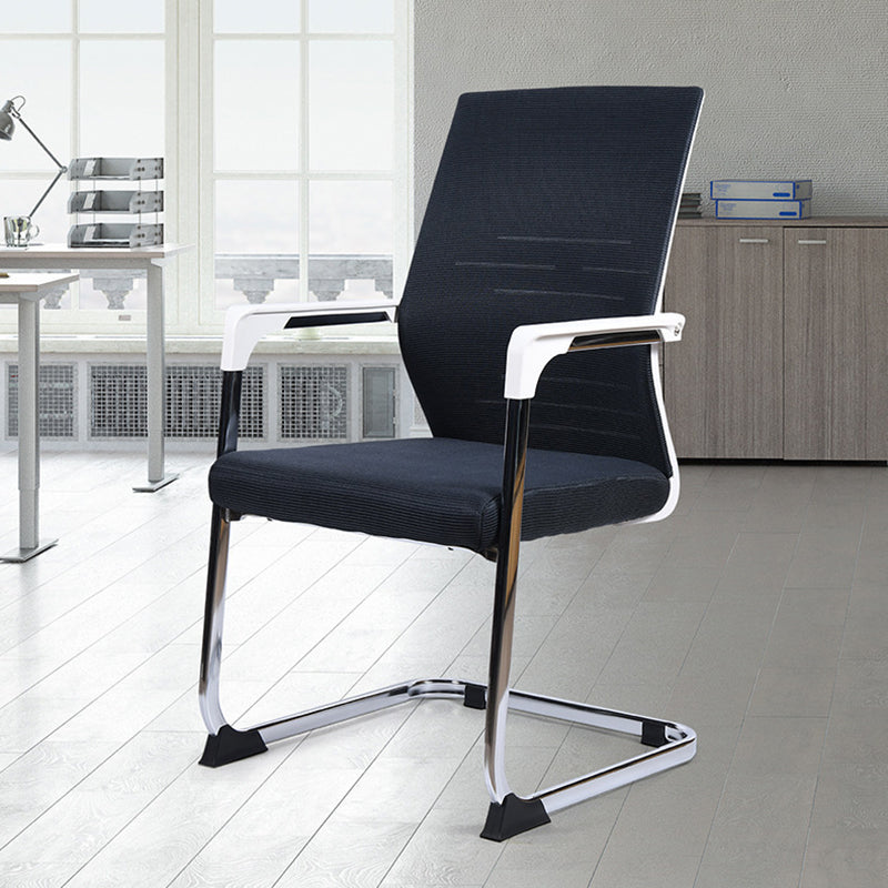 Modern Black Metal Desk Chair with Mid Back Home Office Chair