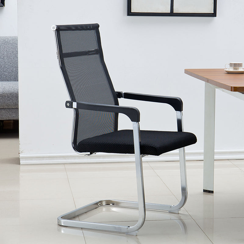 Modern Style Task Chair No Wheels Mesh Office Chair with Fixed Arms