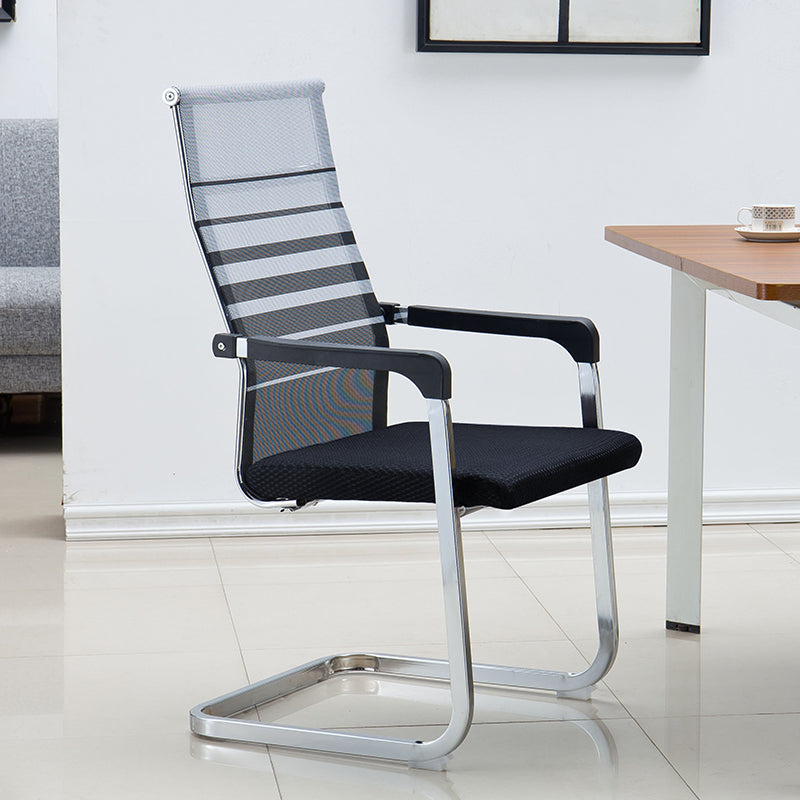 Modern Style Task Chair No Wheels Mesh Office Chair with Fixed Arms