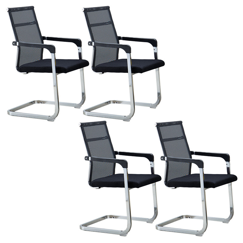 Modern Style Task Chair No Wheels Mesh Office Chair with Fixed Arms