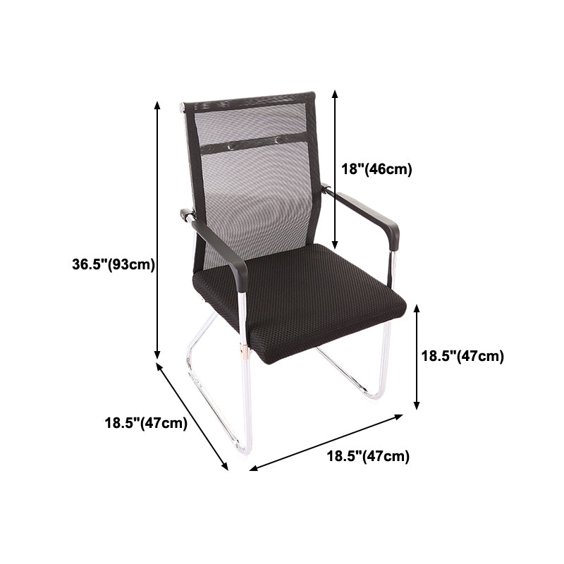 Modern Style Task Chair No Wheels Mesh Office Chair with Fixed Arms